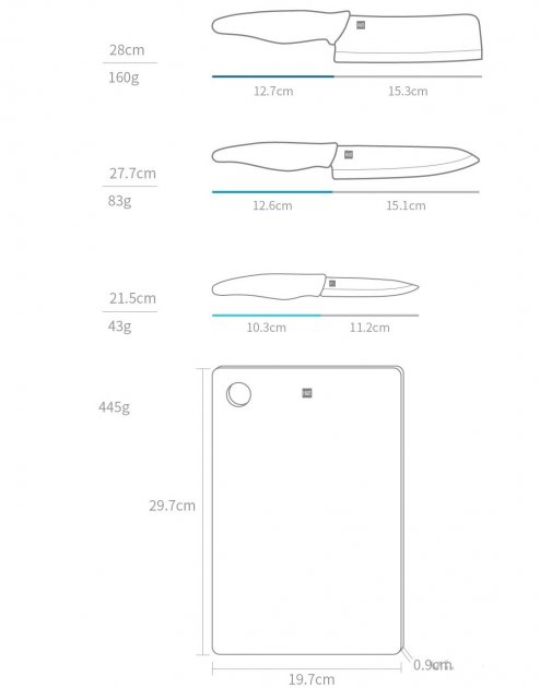 Набор ножей Xiaomi Huo Hou Ceramic Knife Set 4 pcs. (HU0020): Фото 5