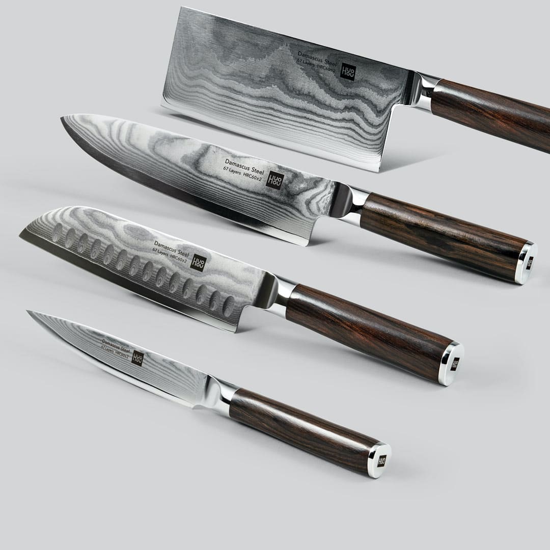 Набор ножей Xiaomi Huo Hou Damask Steel Knife Set 5 pcs. (HU0073): Фото 4