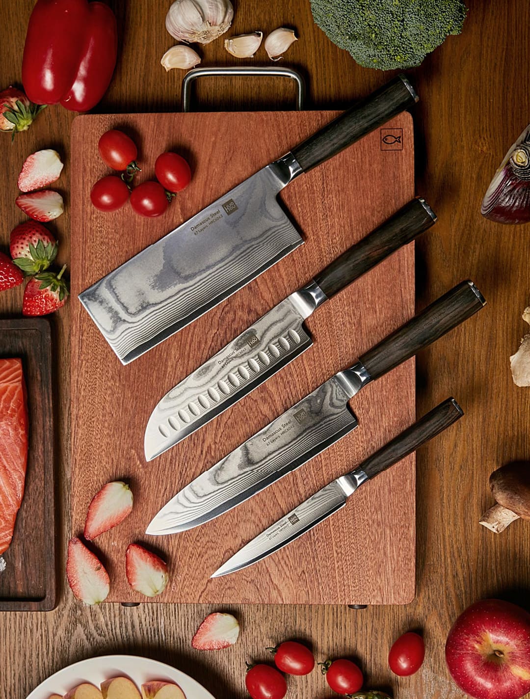 Набор ножей Xiaomi Huo Hou Damask Steel Knife Set 5 pcs. (HU0073): Фото 15