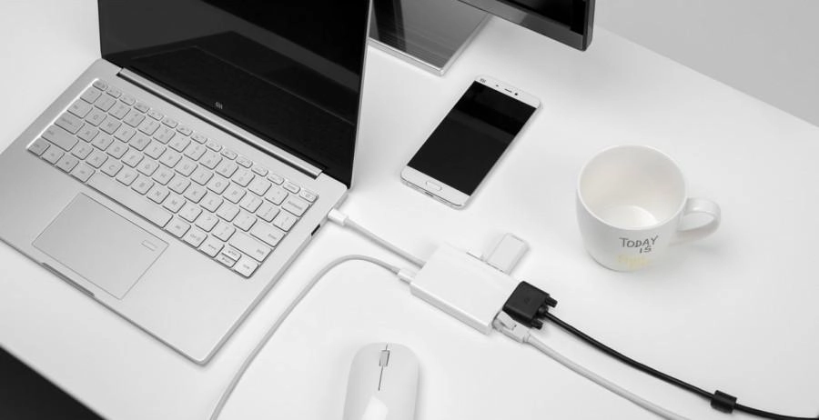 Картинка Адаптер Xiaomi Mi Multi-Adapter с USB-C на VGA и Ethernet (JGQ4005TY)