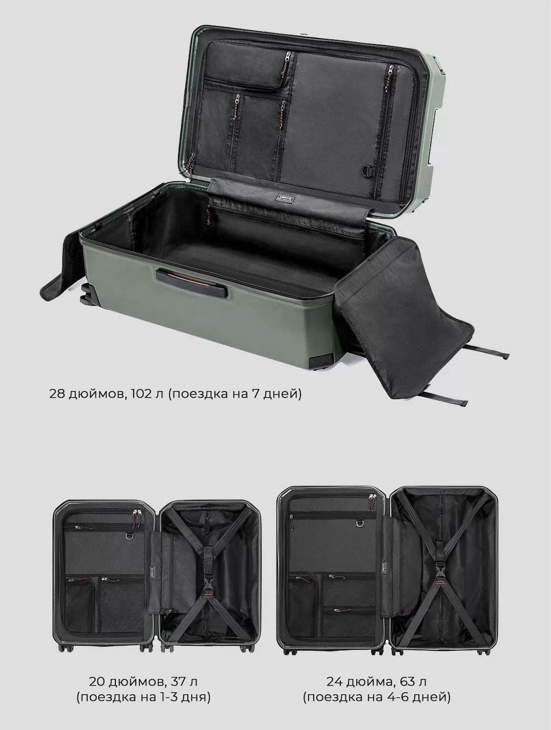 Фото Чемодан Xiaomi Urevo Sahara Luggage 24" Black