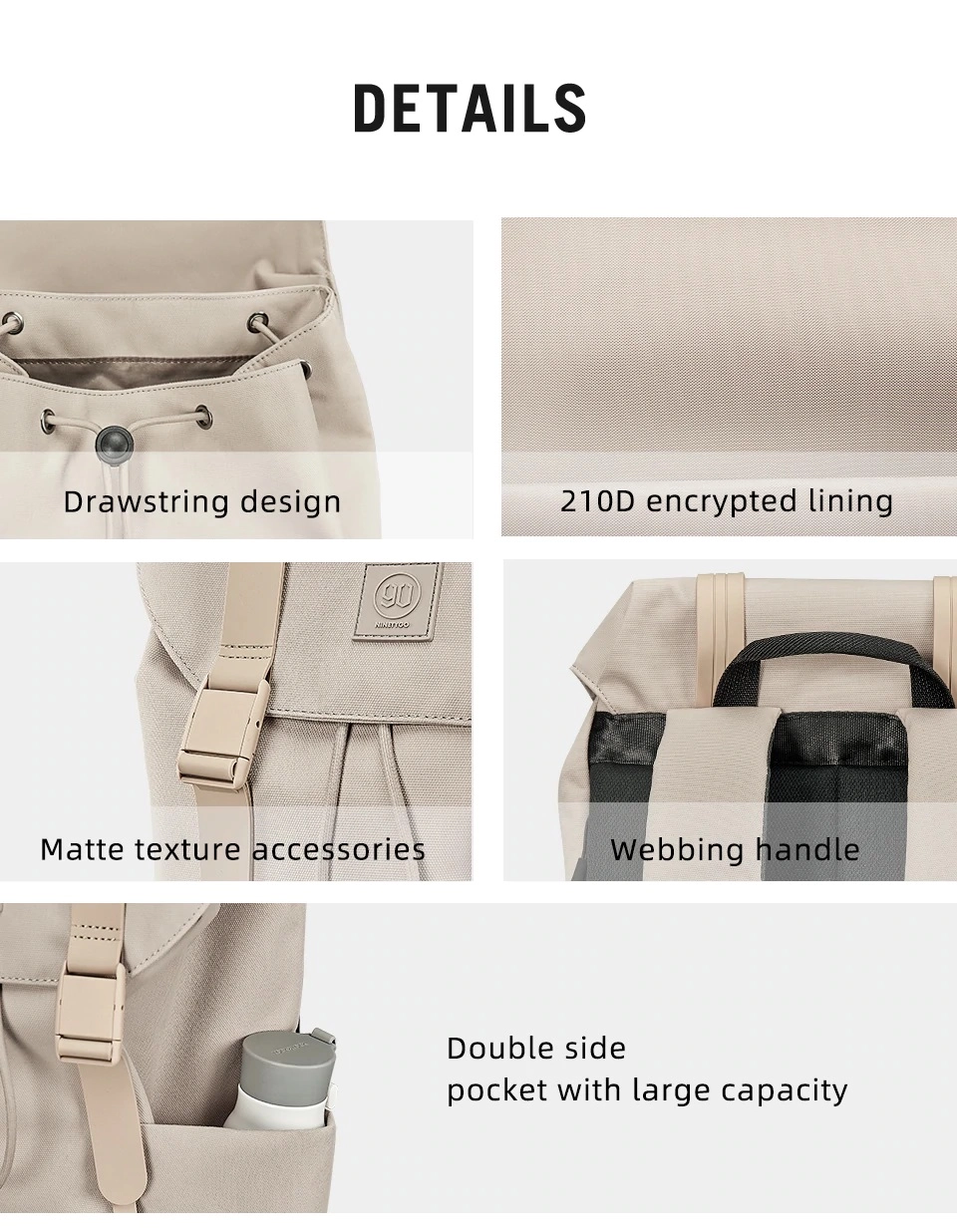 Купить Рюкзак Xiaomi 90Go Colorful Fashion Casual Backpack Beige