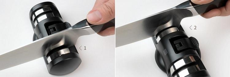 Точить ножи в ножеточке Xiaomi Huo Huo нужно строго на себя
